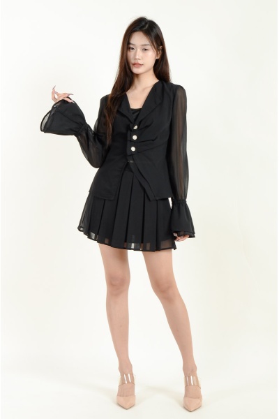 Kenna Flute Sleeve Setwear - Black