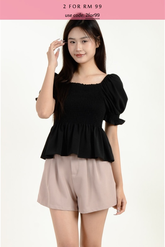 Bethany Puff Sleeve Peplum Top