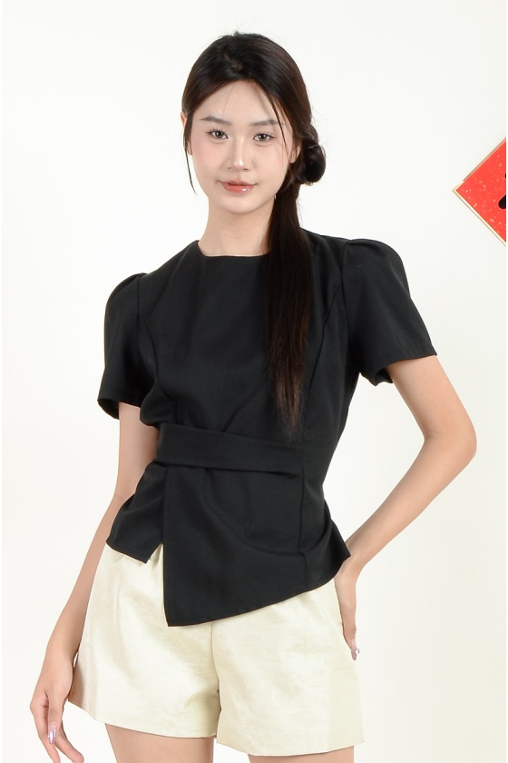 Gloria Peplum Top - Black