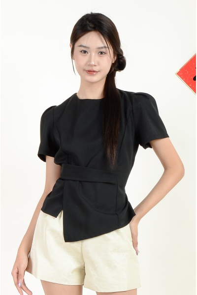 Gloria Peplum Top - Black