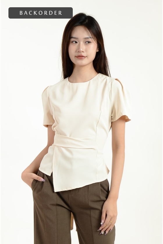 [BackOrder ETA 30 Apr] Gloria Peplum Top - Beige