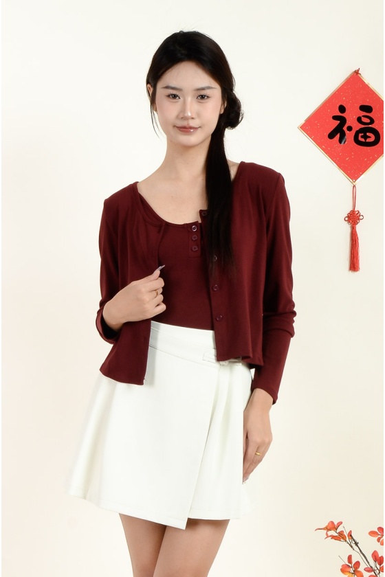 Ila Cardigan Set - Wine