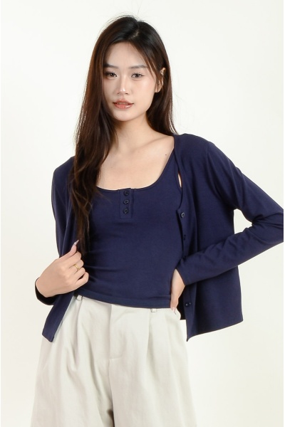 Ila Cardigan Set - Navy
