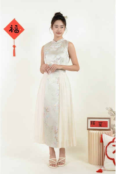 Siena Mesh Cheongsam Setwear - Beige