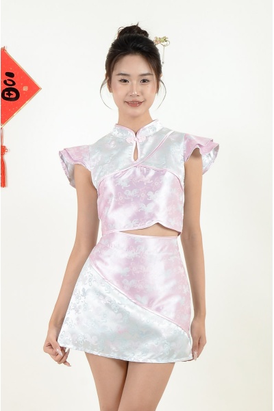 Aileen Pastel Cheongsam Setwear - Purple