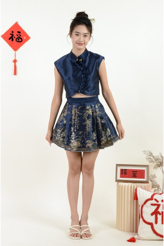 Macy MaMian Cheongsam Setwear - Navy