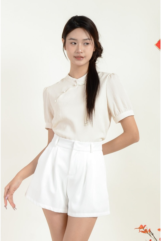 Jazmin Mandarin Button Top with Tassel