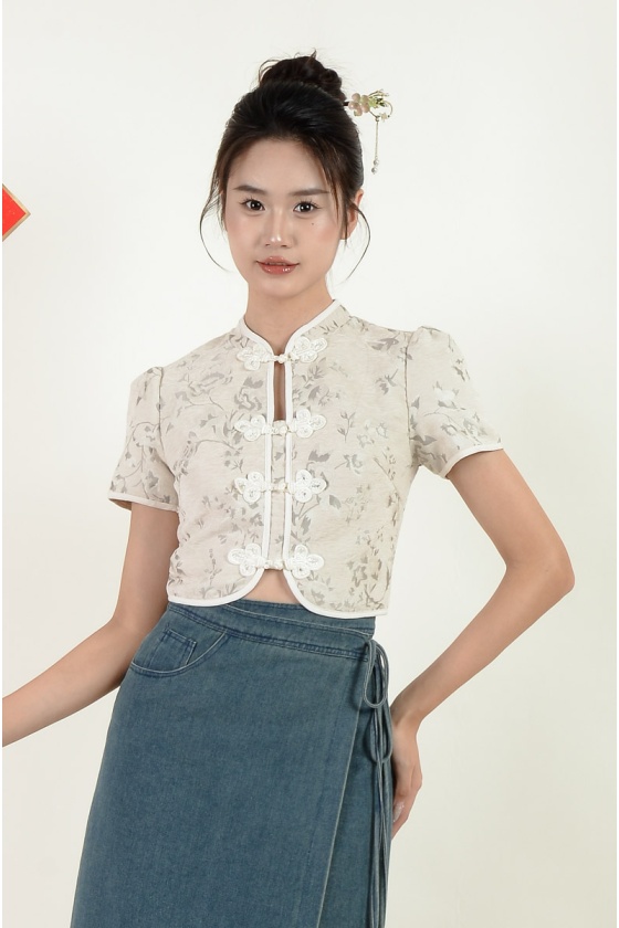 Penny Mandarin Button Top