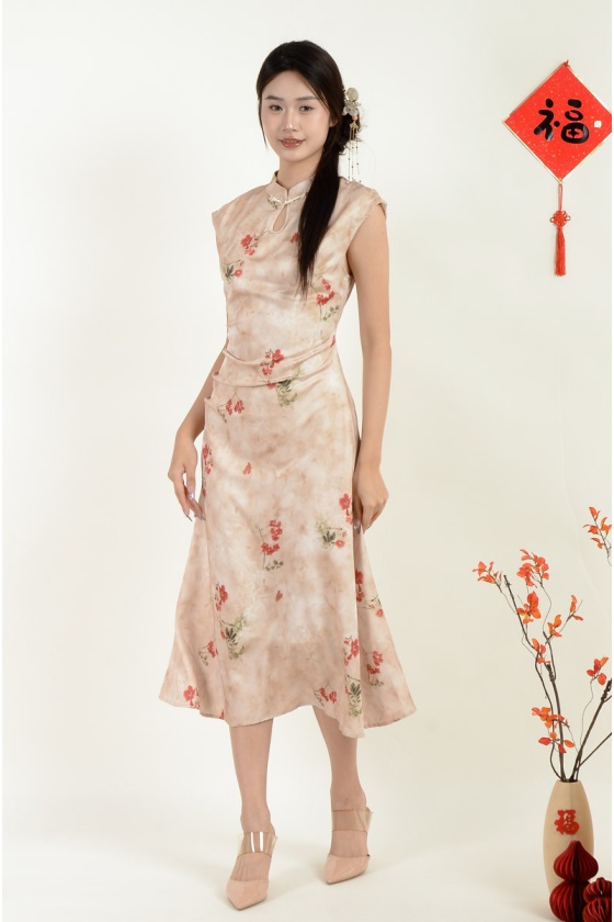 Selene Water Drop Floral Cheongsam