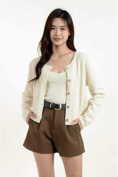 Mavis Knitted Singlet + Cardigan - Cream