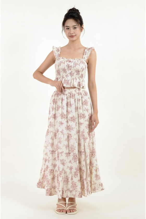 Julie Floral Two-Piece Set - Red