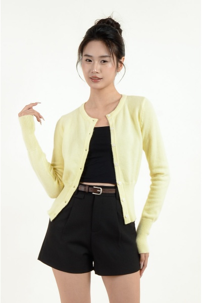 Ellis Round Neck Cardigan - Yellow