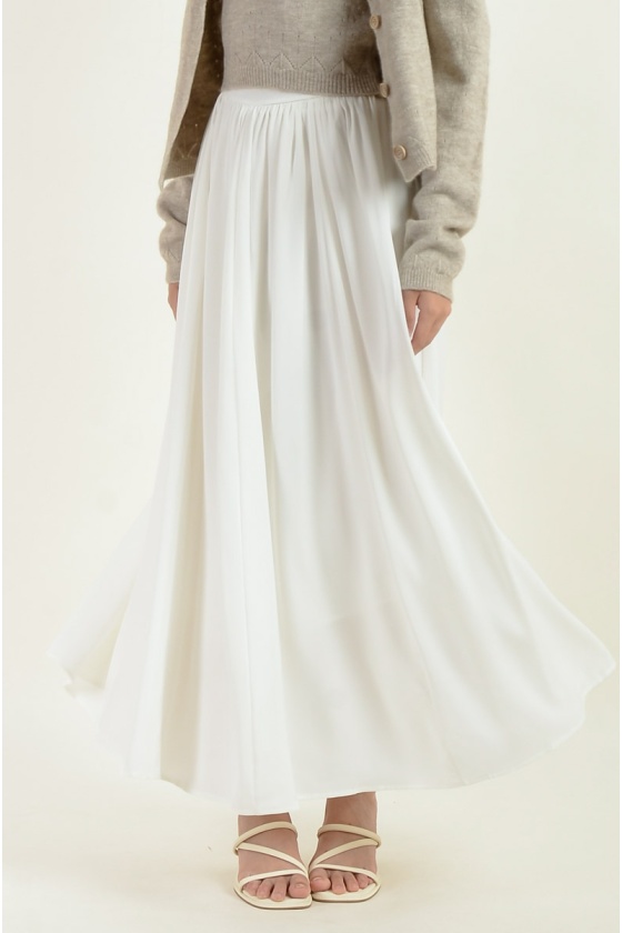 Karina Satin Maxi Skirt - White