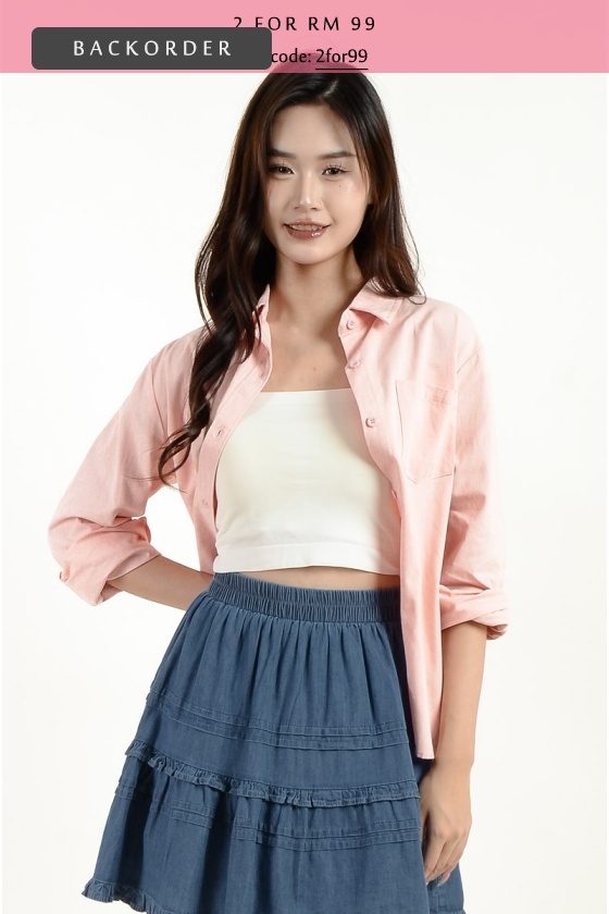 [BackOrder ETA 30 Apr] Liv Oversize Shirt - Pink