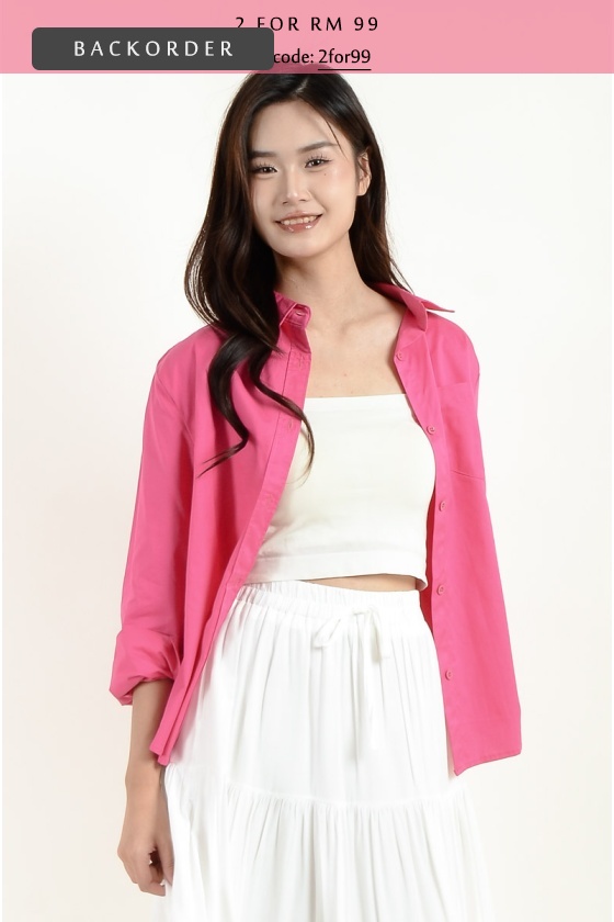 [BackOrder ETA 30 Apr] Liv Oversize Shirt - Rose