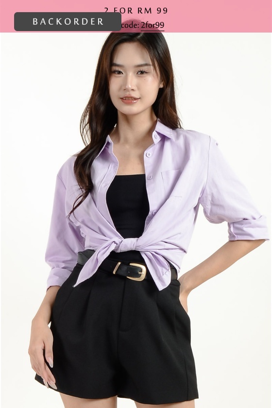 [BackOrder ETA 30 Apr] Liv Oversize Shirt - Light Purple