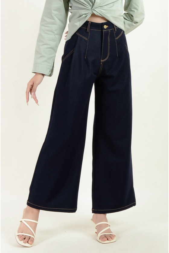 Leilany Wide Leg Pants - Dark Blue