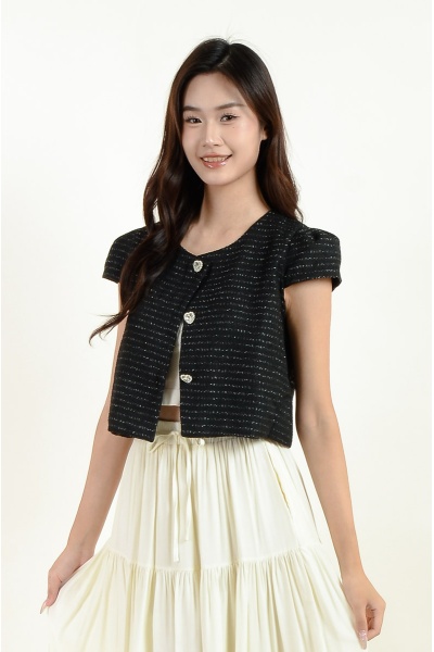 Kylee Tweed Top - Black