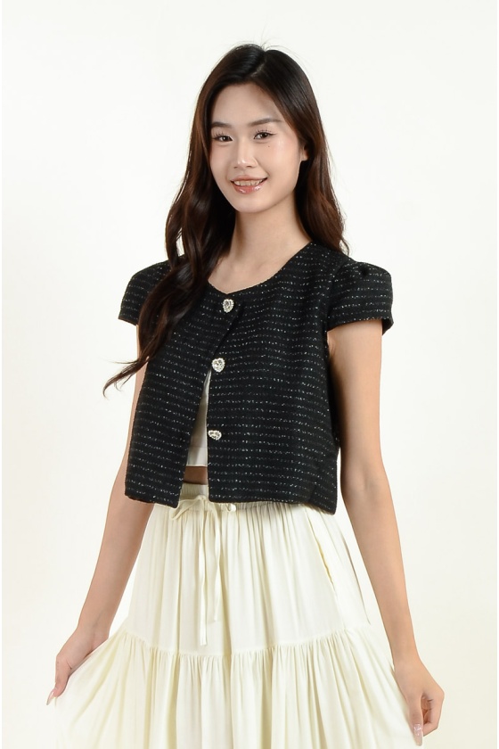 Kylee Tweed Top - Black