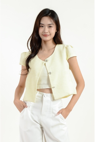 Kylee Tweed Top - Yellow