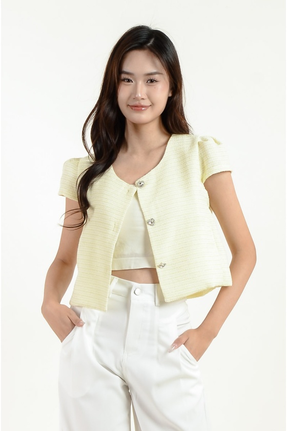 Kylee Tweed Top - Yellow