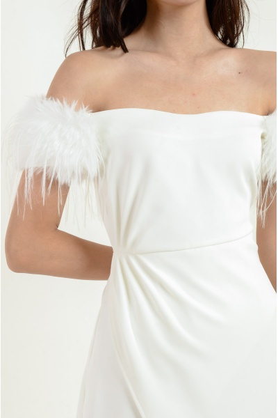 Henley Off Shoulder Furry Dress