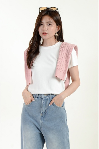 [3 for RM 99] Kimber Round Neck Basic Top - White
