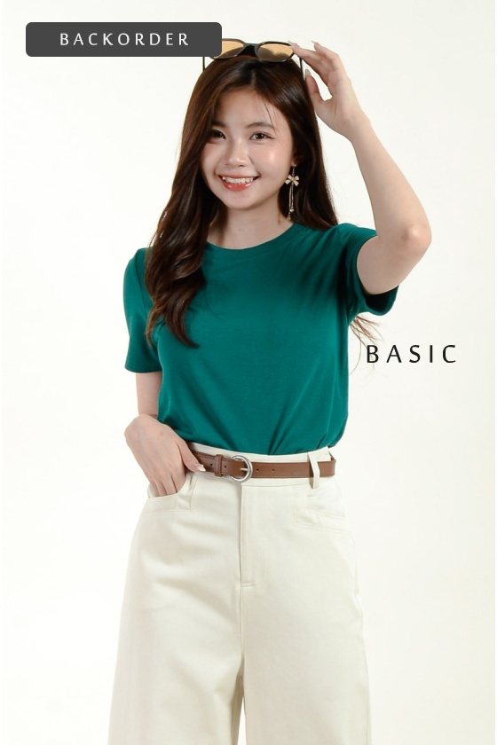 [BackOrder ETA 25 June] [3 for RM 99] Kimber Round Neck Basic Top - Green