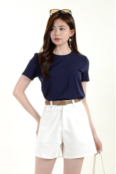 [BackOrder ETA 25 June] [3 for RM 99] Kimber Round Neck Basic Top - Navy