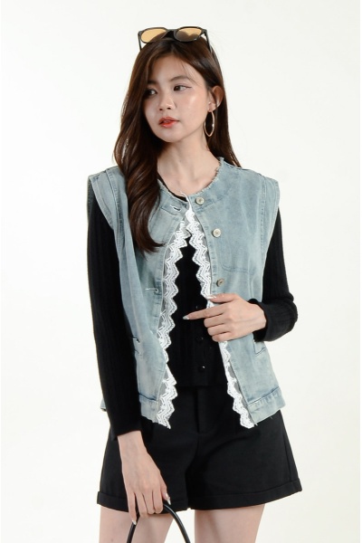 Lea Lace Denim Vest