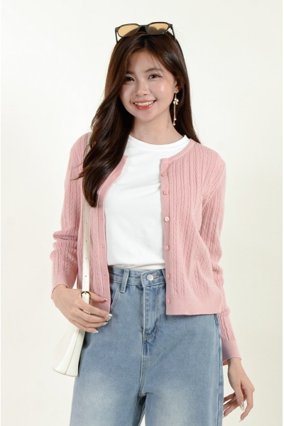 Carly Cable Knitted Top - Pink