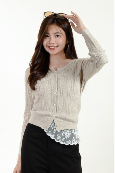 [BackOrder ETA 15 Oct] Carly Cable Knitted Top - Malt