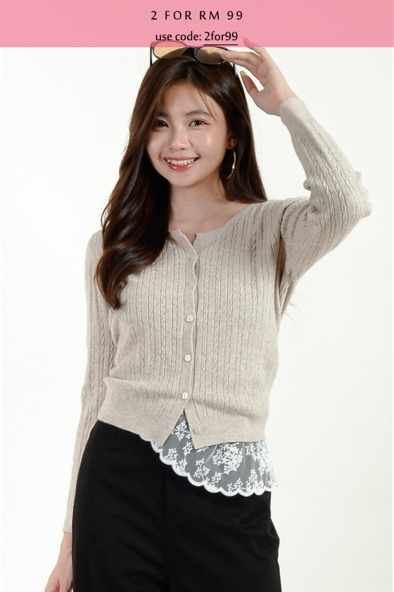 Carly Cable Knitted Top - Malt