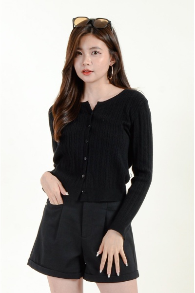 Carly Cable Knitted Top - Black