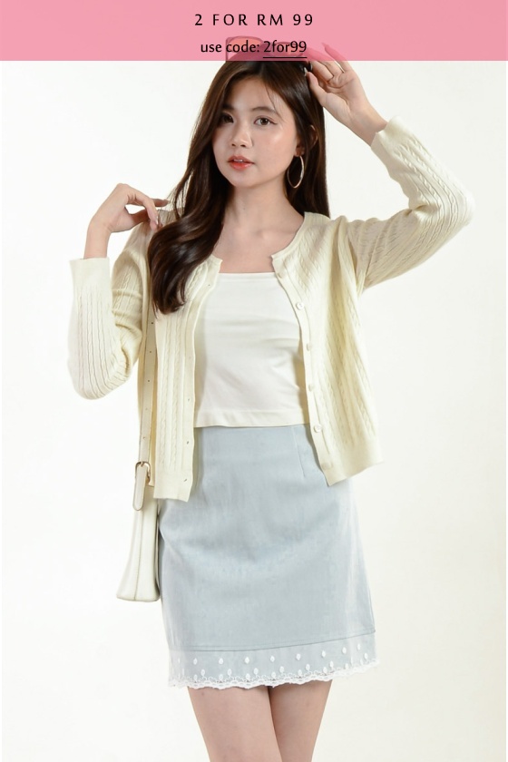 Carly Cable Knitted Top - Cream