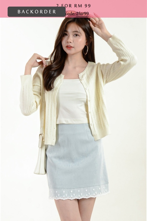 [BackOrder ETA 15 Oct] Carly Cable Knitted Top - Cream
