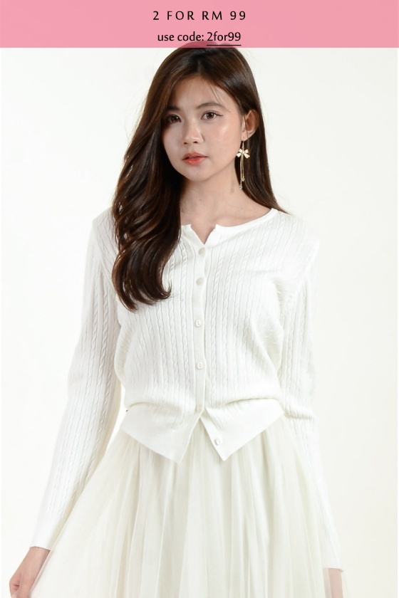 Carly Cable Knitted Top - White
