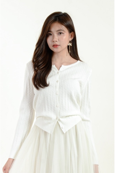 Carly Cable Knitted Top - White