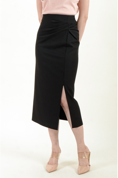 Aliza Midi Slit Skirt - Black