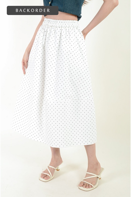 [BackOrder ETA 25 June] Naya Polka Dot Skirt - White