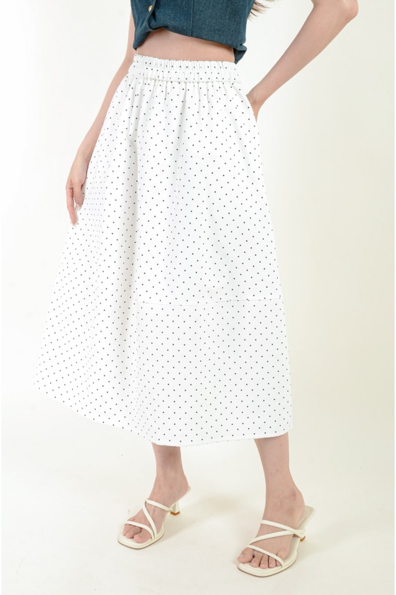 Naya Polka Dot Skirt - White
