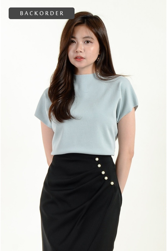 [BackOrder ETA 15 Oct] Marlowe -5C Cooling Knitted Top - Baby Blue