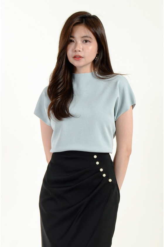 Marlowe -5C Cooling Knitted Top - Baby Blue