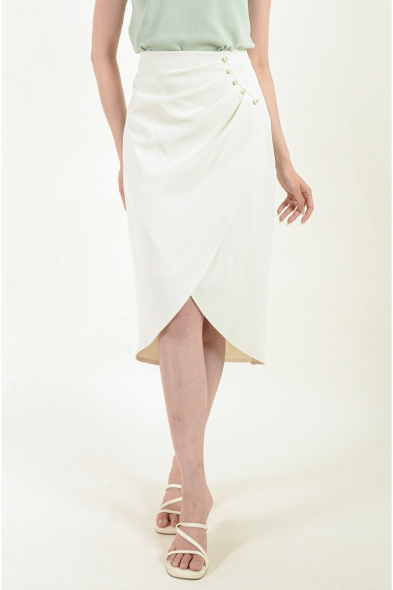 Waverly Pearl Overlay Skirt - Beige