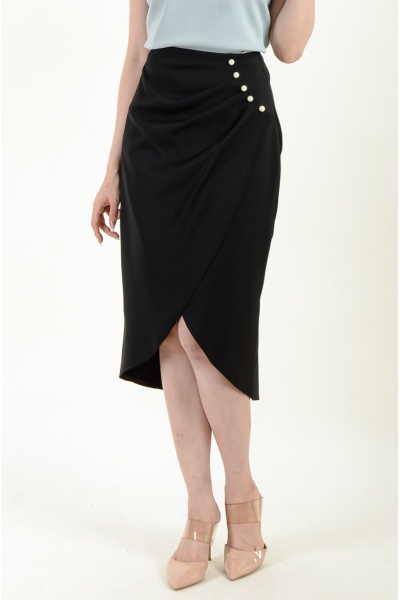 Waverly Pearl Overlay Skirt - Black