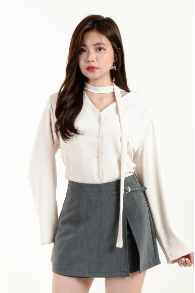 Jream Blazer with Sash - Cream