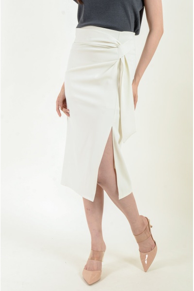Brynleigh Twisted Midi Skirt - Beige