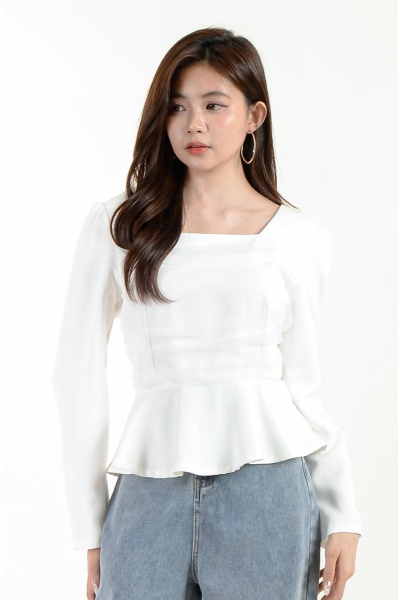 Samira Mesh Peplum Top - White