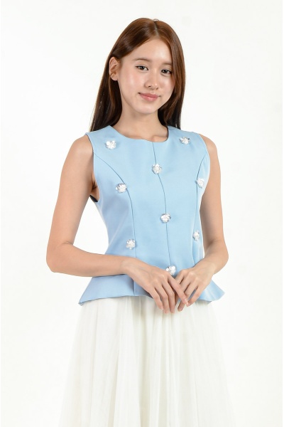Zaria Peplum Top with Embellishment