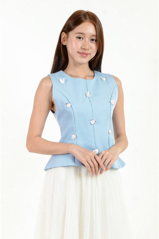 Zaria Peplum Top with Embellishment
